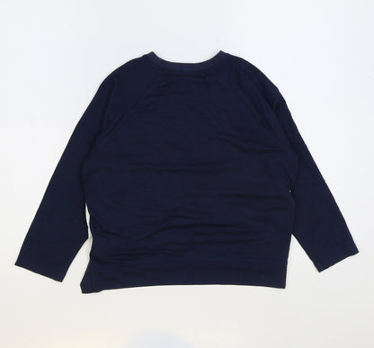 United Colours of Benetton Girls Blue Polyester Pullover Sweatshirt Size 6-7 Years Snap