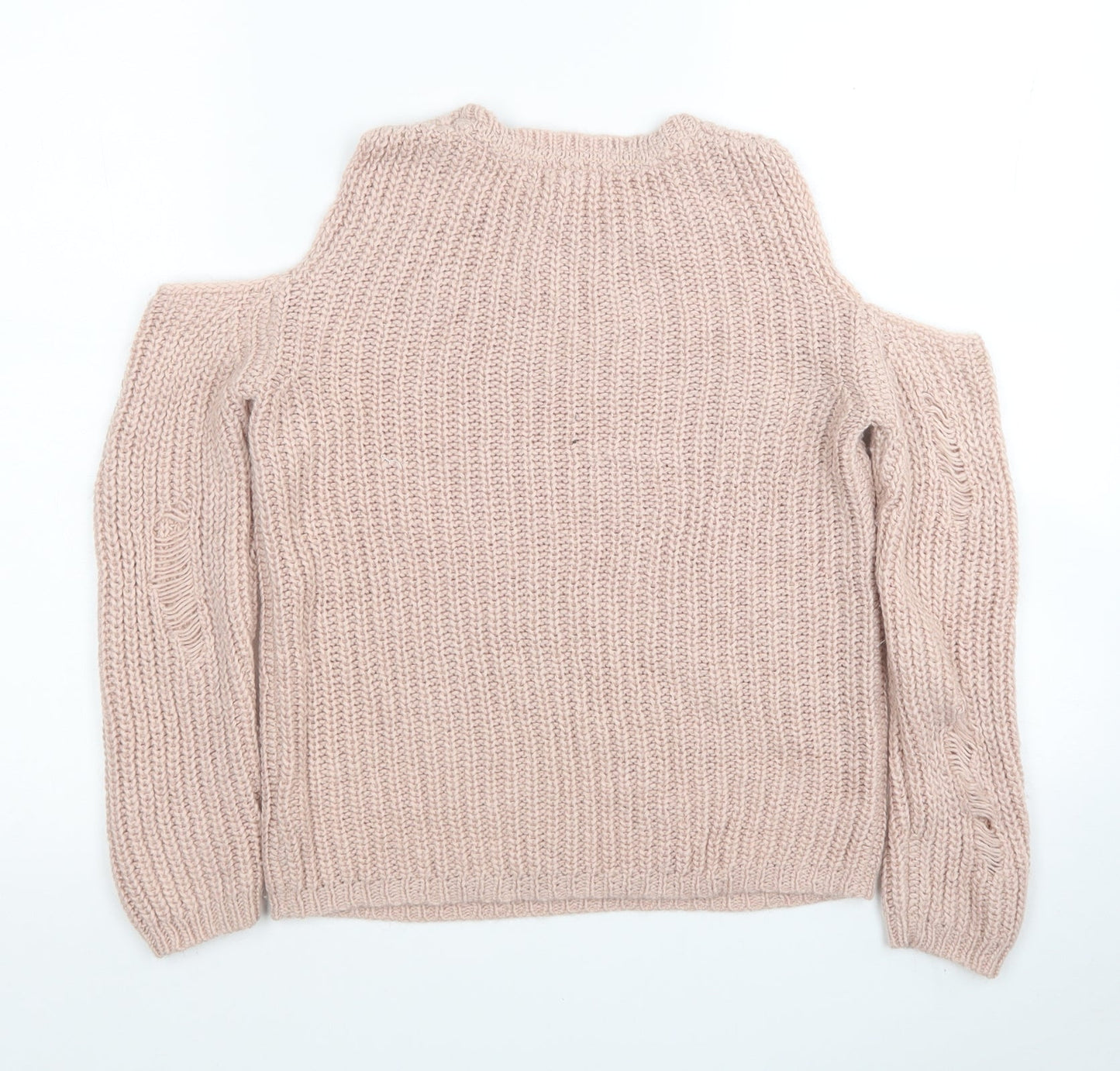 Primark Girls Pink Round Neck Acrylic Pullover Jumper Size 10-11 Years Pullover - Cold Shoulder
