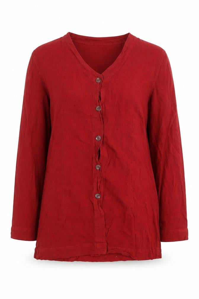 Womens UK Size S OffShoot Red Basic Button-Up