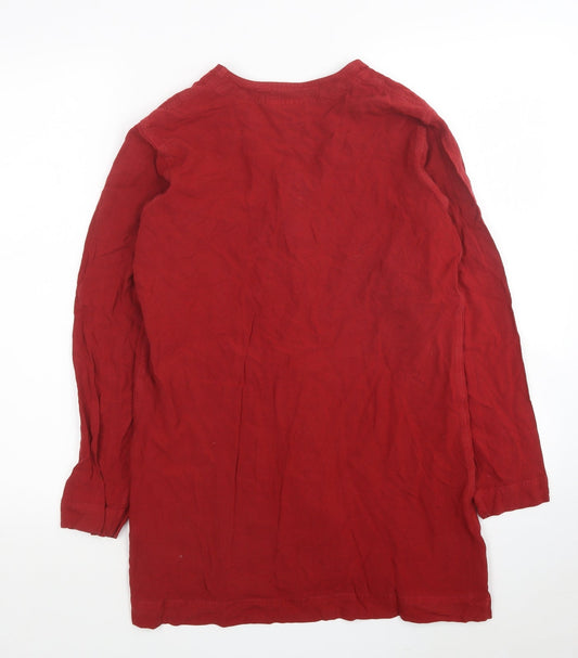 OffShoot Womens Red Viscose Basic Button-Up Size S V-Neck