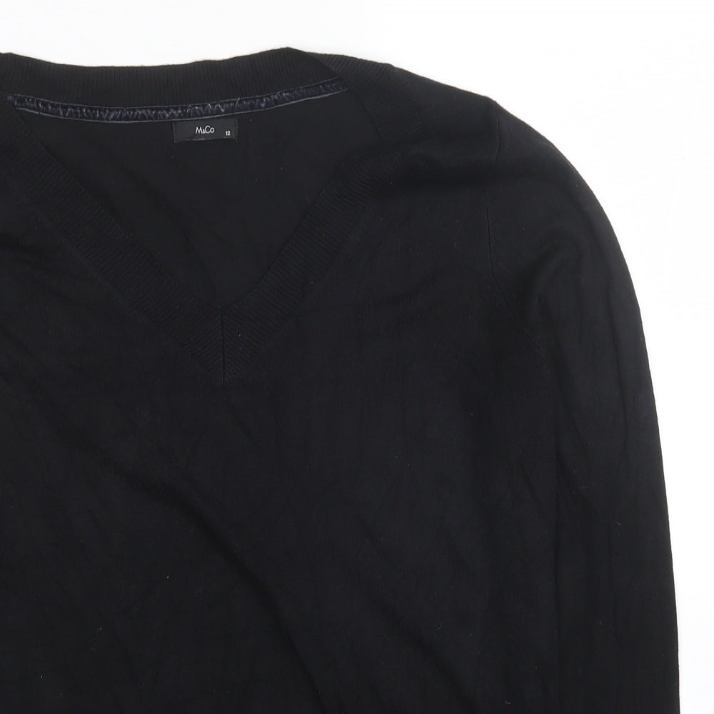 Womens UK Size 12 M&Co Black Jersey Blouse