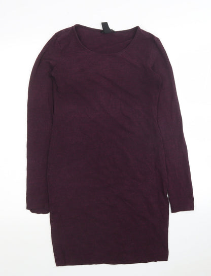 H&M Womens Purple Viscose Tunic Polo Size S Round Neck