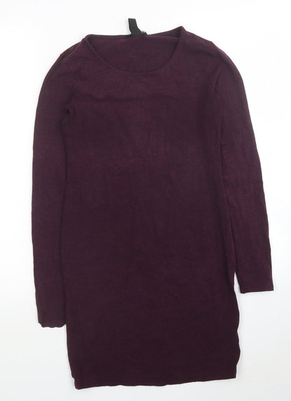 H&M Womens Purple Viscose Tunic Polo Size S Round Neck