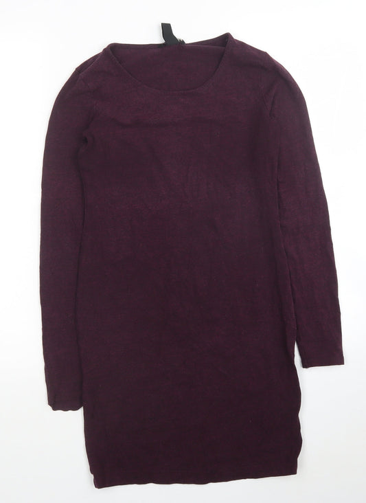 H&M Womens Purple Viscose Tunic Polo Size S Round Neck