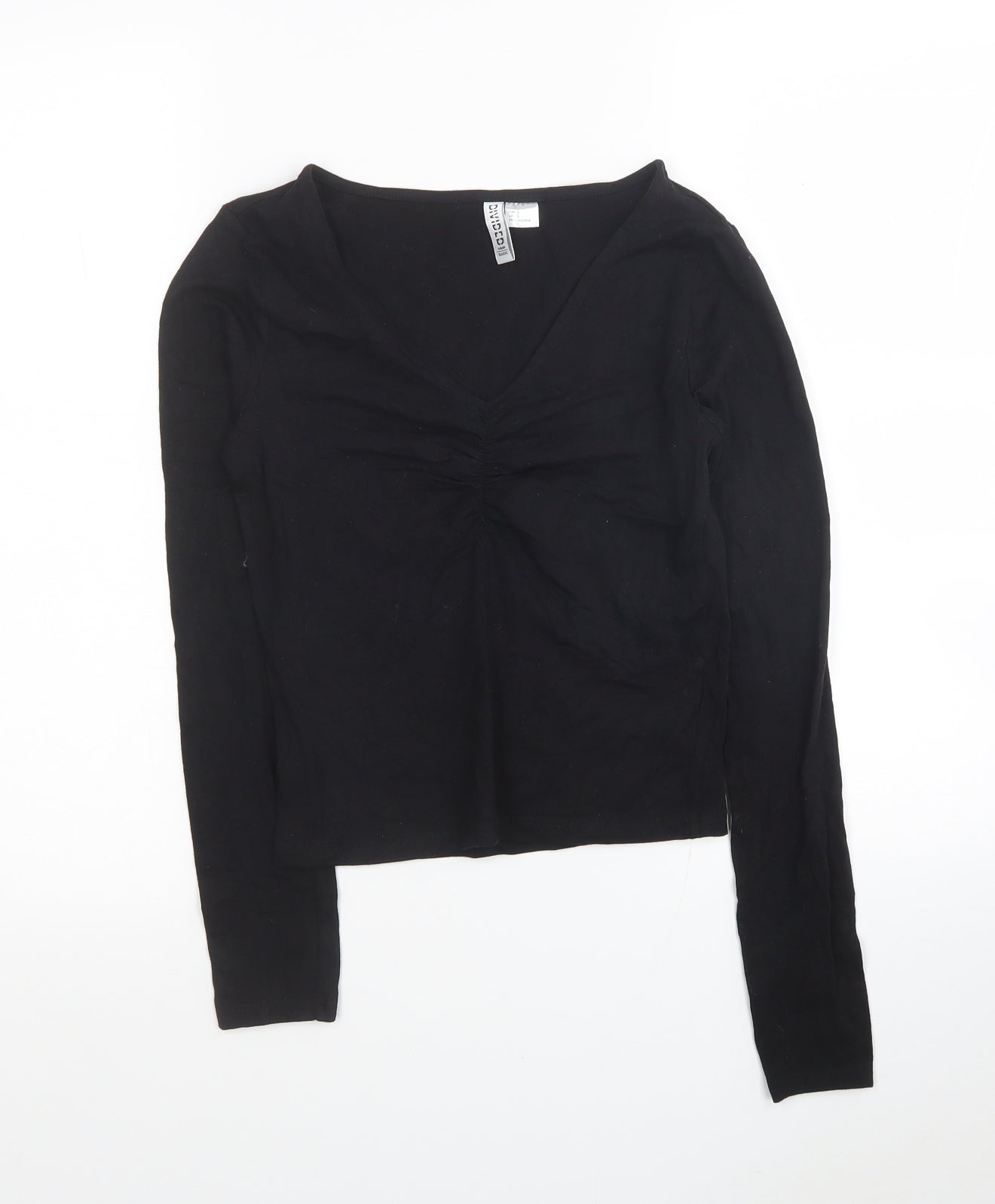 Womens UK Size S H&M Black Cropped Blouse