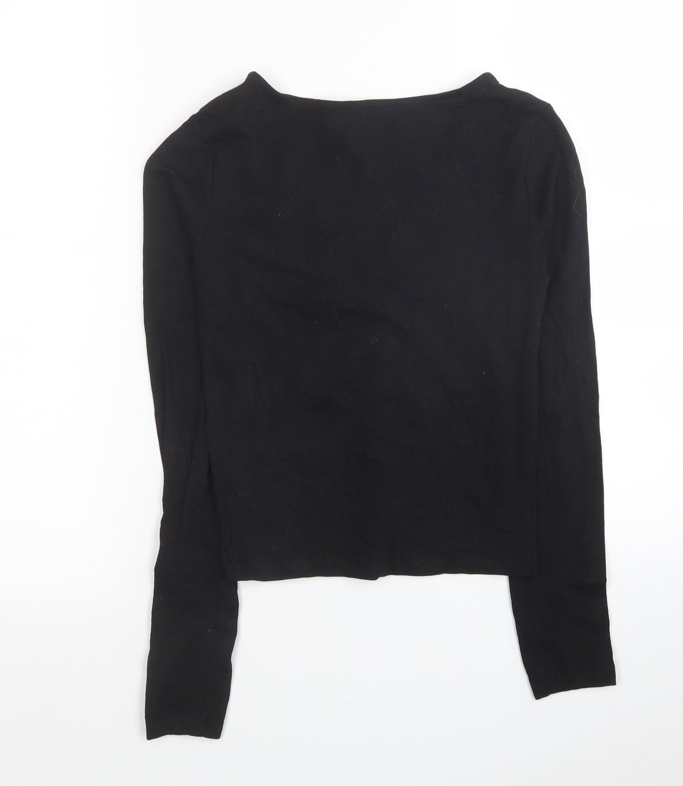 Womens UK Size S H&M Black Cropped Blouse