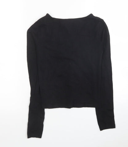 Womens UK Size S H&M Black Cropped Blouse
