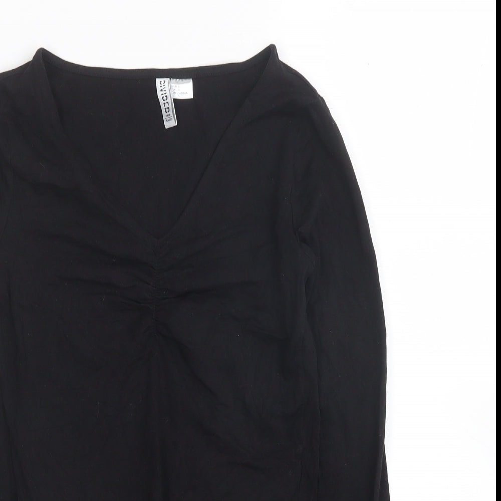 Womens UK Size S H&M Black Cropped Blouse