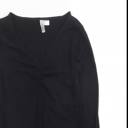 Womens UK Size S H&M Black Cropped Blouse