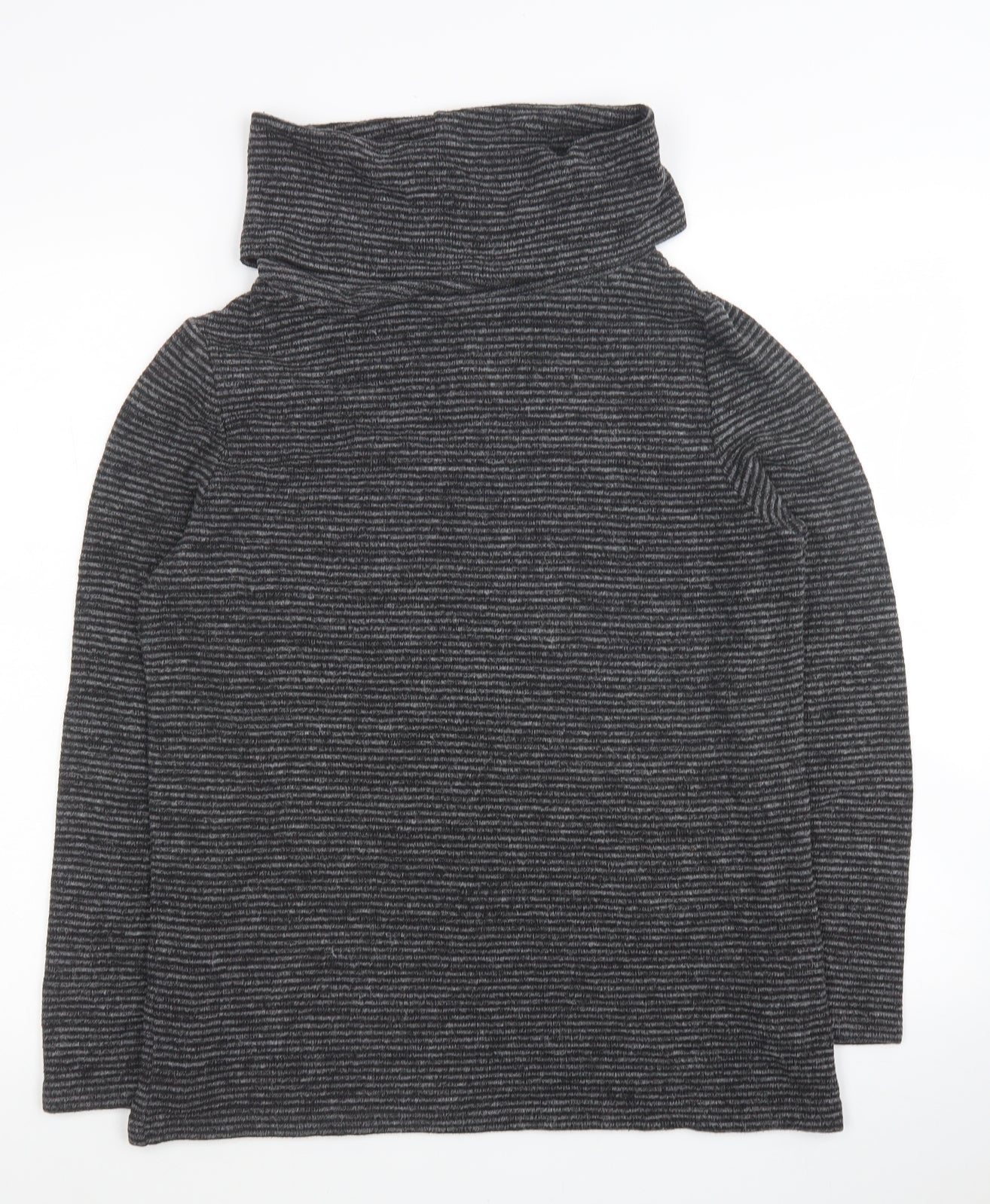 TU Womens Grey Roll Neck Striped Polyester Pullover Jumper Size 12