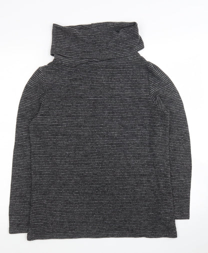 TU Womens Grey Roll Neck Striped Polyester Pullover Jumper Size 12