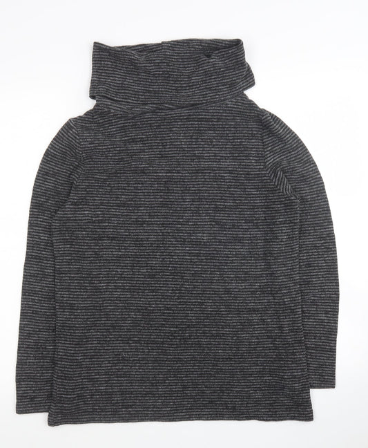 TU Womens Grey Roll Neck Striped Polyester Pullover Jumper Size 12