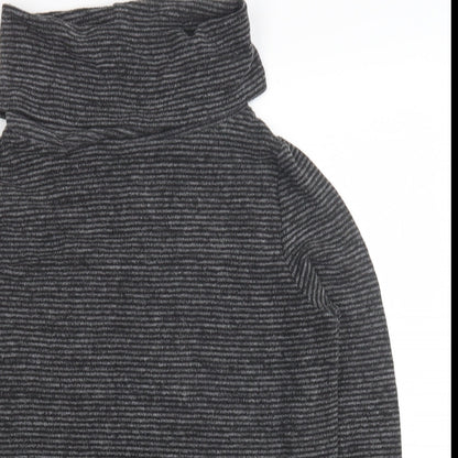 TU Womens Grey Roll Neck Striped Polyester Pullover Jumper Size 12