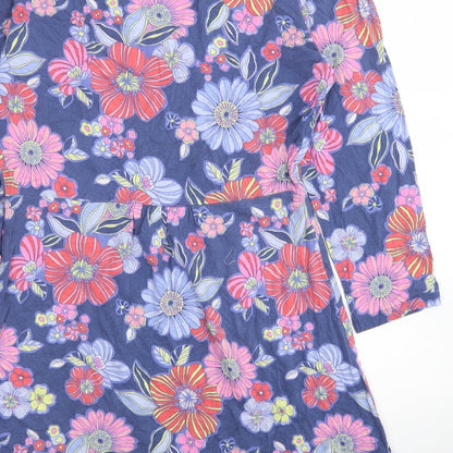 TU Womens Blue Floral Viscose Fit & Flare Size 12 Round Neck Pullover