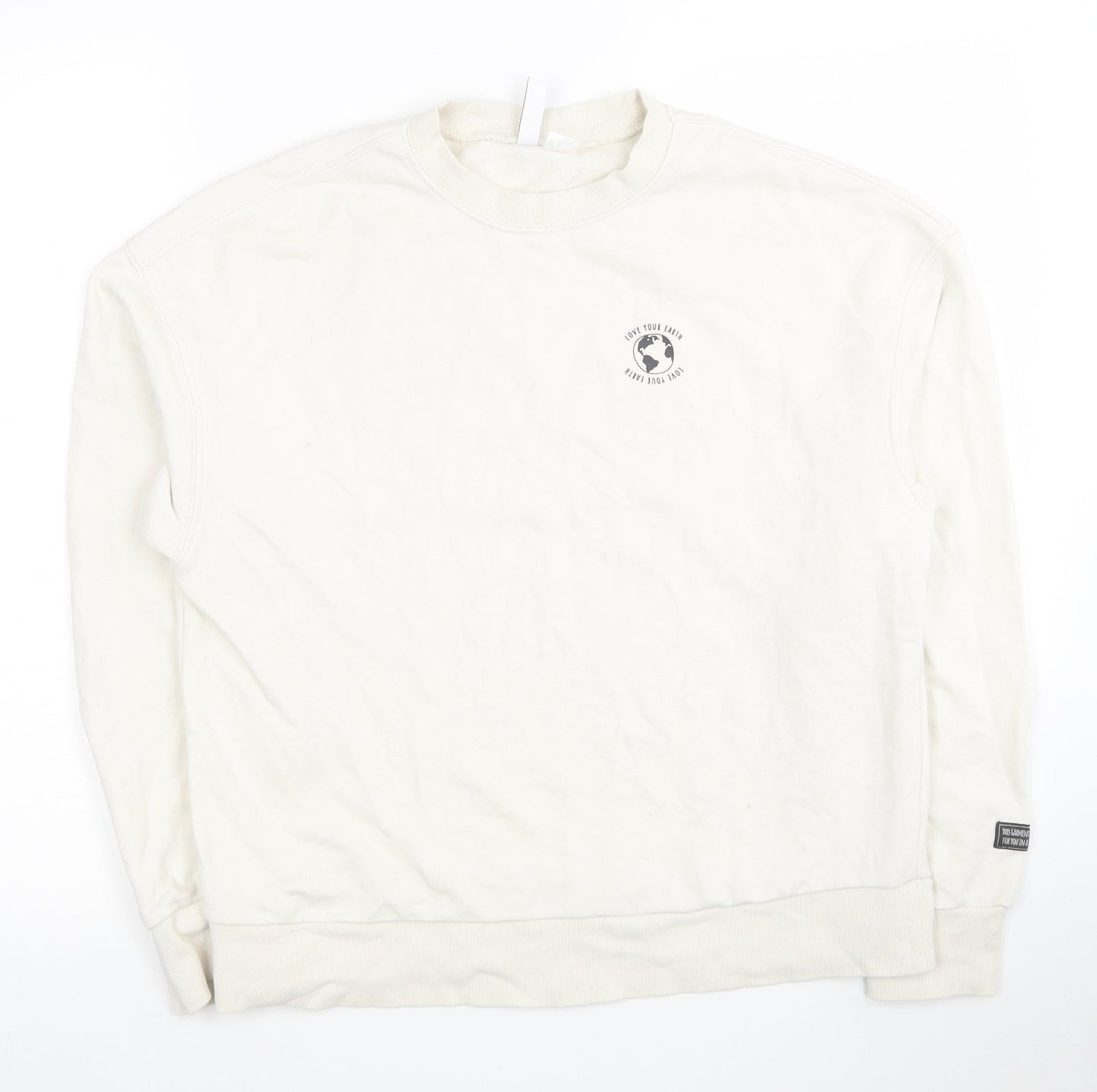 H&M Womens White Polyester Pullover Sweatshirt Size XS Pullover - Love your planet