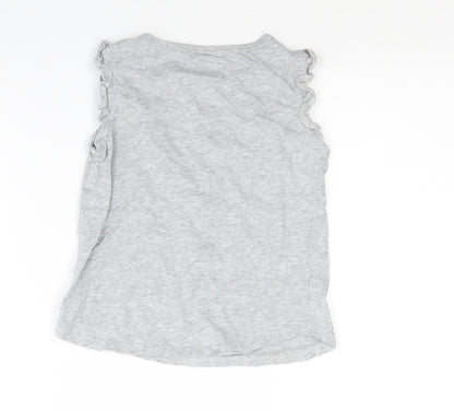 George Girls Grey Cotton Pullover Tank Size 5 Years Round Neck Pullover - Kind,Fun, Brave, Cool, Me