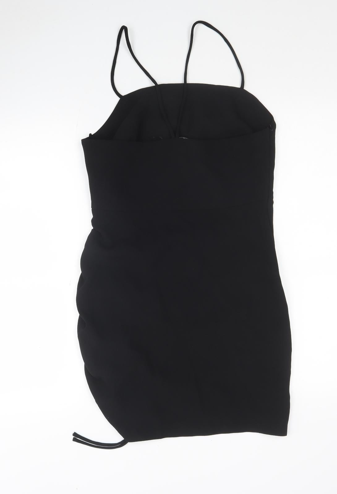 Zara Womens Black Polyester Mini Size S Square Neck Zip