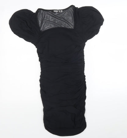 Missguided Womens Black Polyester Mini Size 10 Square Neck Pullover