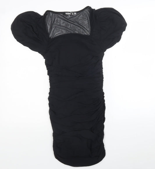 Missguided Womens Black Polyester Mini Size 10 Square Neck Pullover