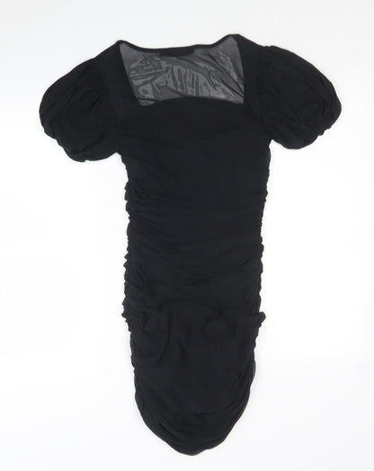 Missguided Womens Black Polyester Mini Size 10 Square Neck Pullover