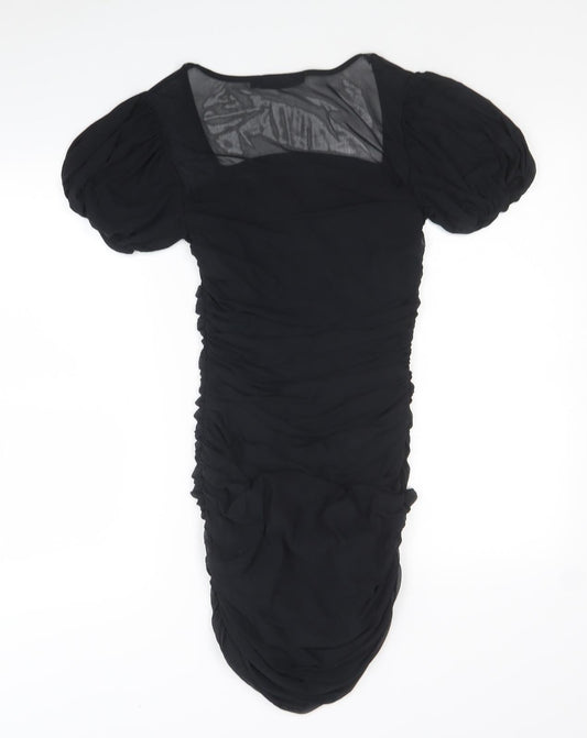 Missguided Womens Black Polyester Mini Size 10 Square Neck Pullover