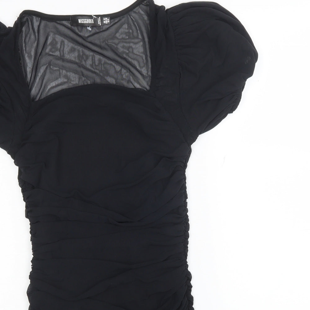 Missguided Womens Black Polyester Mini Size 10 Square Neck Pullover