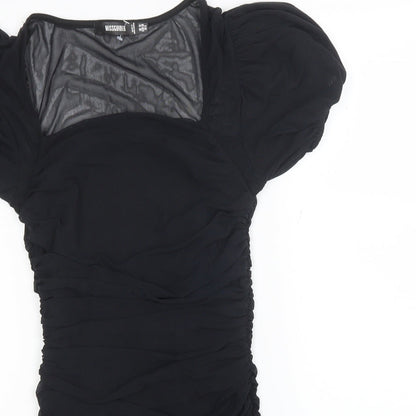 Missguided Womens Black Polyester Mini Size 10 Square Neck Pullover