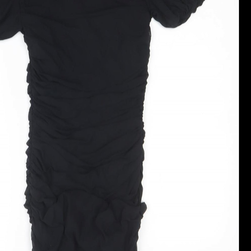 Missguided Womens Black Polyester Mini Size 10 Square Neck Pullover