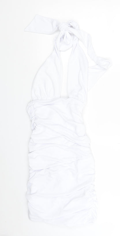 Zara Womens White Polyester Mini Size XS Halter Zip