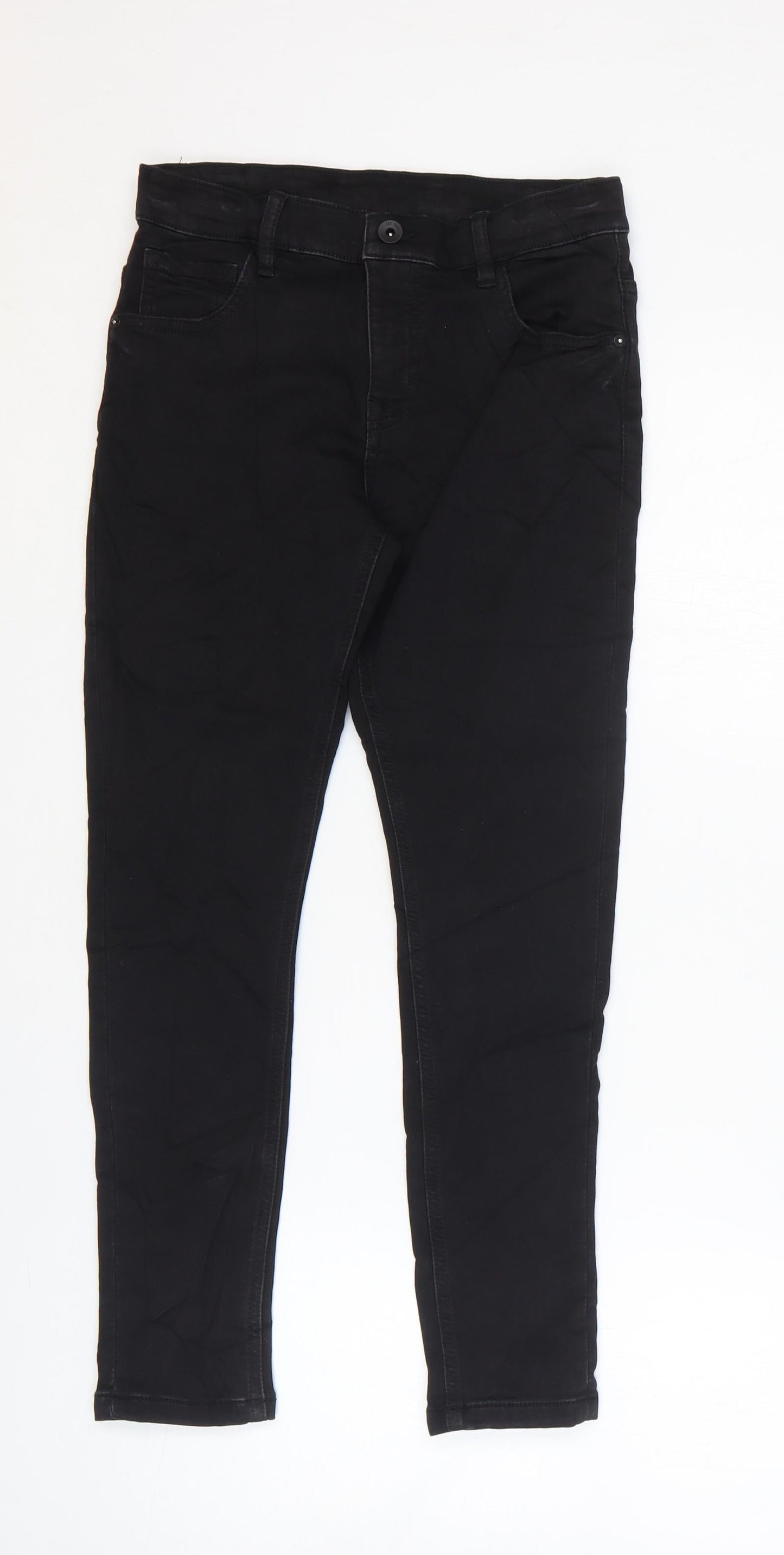 Marks and Spencer Girls Black Cotton Skinny Jeans Size 10-11 Years Regular Zip