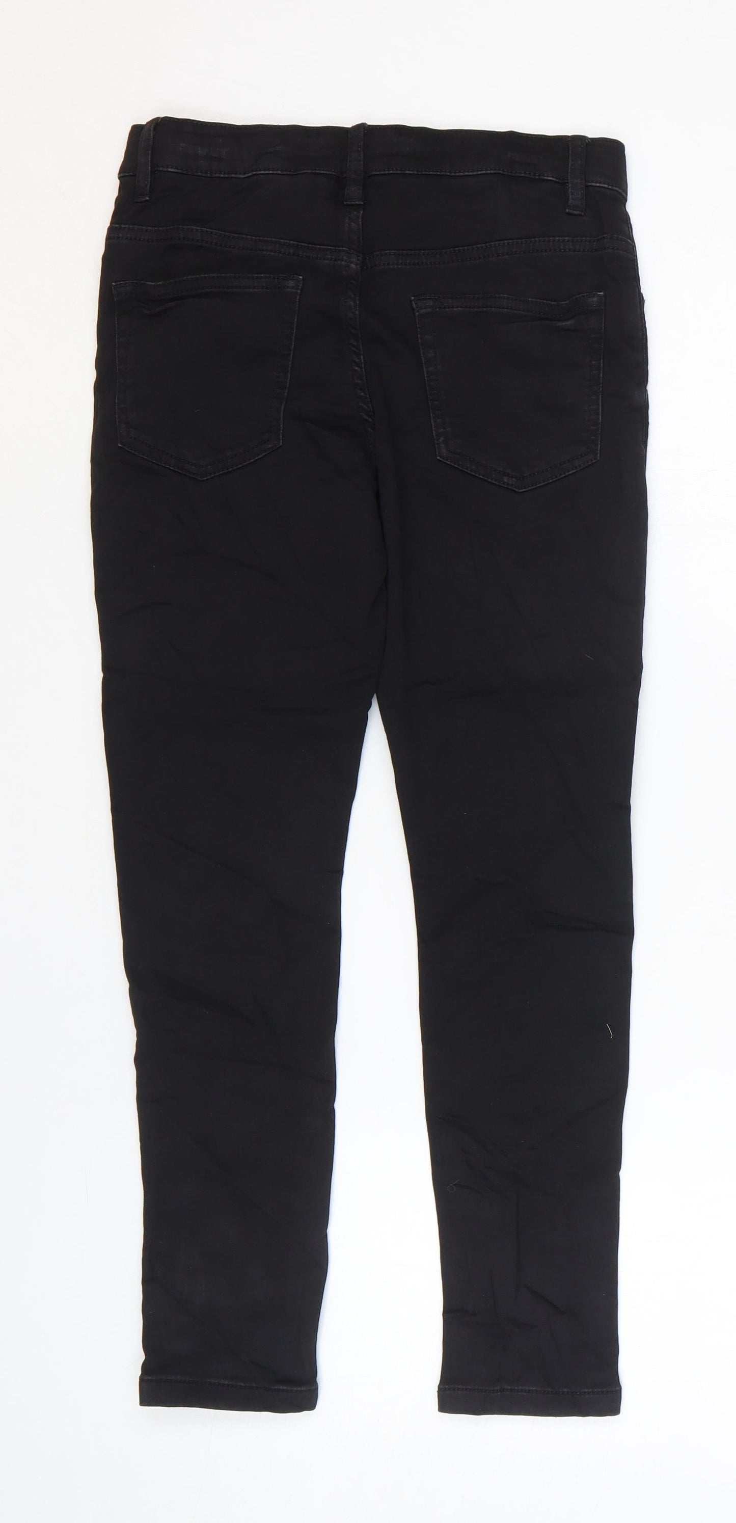 Marks and Spencer Girls Black Cotton Skinny Jeans Size 10-11 Years Regular Zip