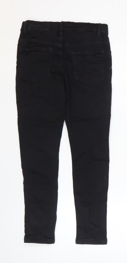 Marks and Spencer Girls Black Cotton Skinny Jeans Size 10-11 Years Regular Zip