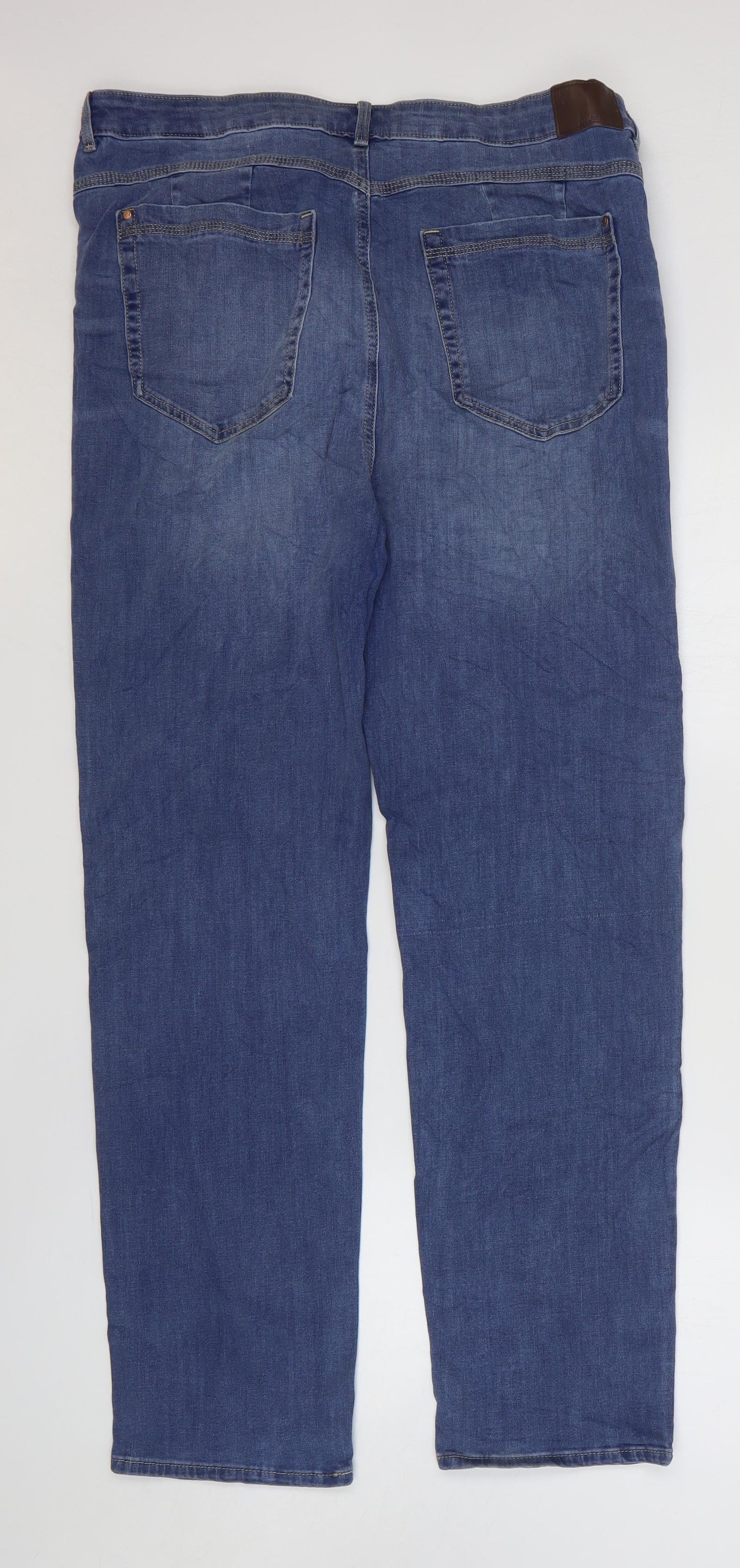 Magic Womens Blue Cotton Straight Jeans Size 34 in L20.5 in Regular Zip
