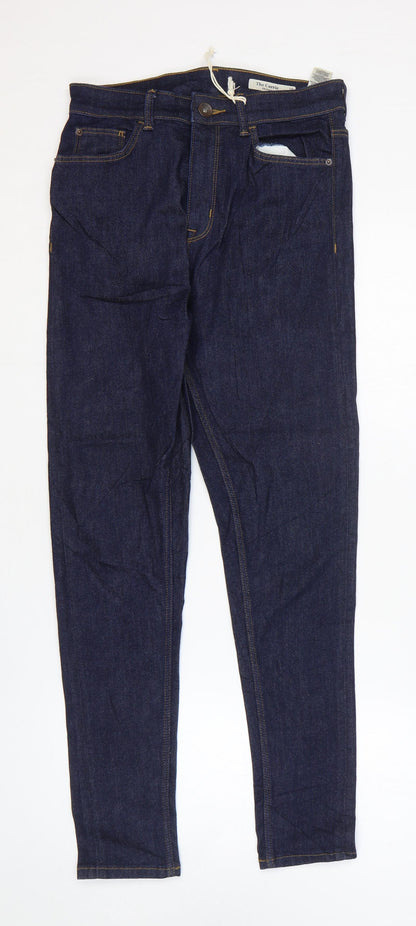 Marks and Spencer Womens Blue Cotton Skinny Jeans Size 10 L28 in Regular Zip