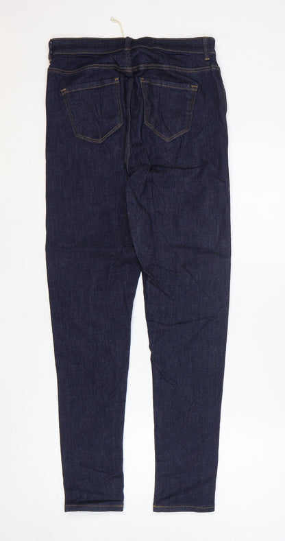 Marks and Spencer Womens Blue Cotton Skinny Jeans Size 10 L28 in Regular Zip