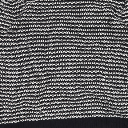 Charter Club Womens Black Round Neck Striped Acrylic Henley Jumper Size XL