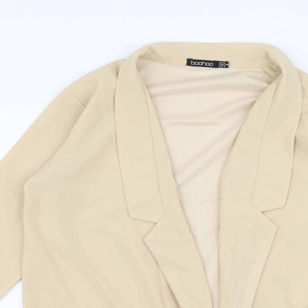 Boohoo Womens Beige Jacket Blazer Size 8 Hook & Loop