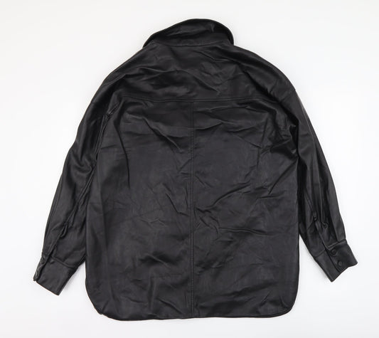 Womens UK Size XS H&M Black Basic Button-Up