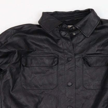 Womens UK Size XS H&M Black Basic Button-Up