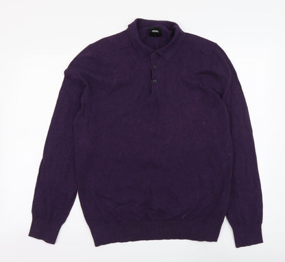 Burton Mens Purple Collared Cotton Pullover Jumper Size L