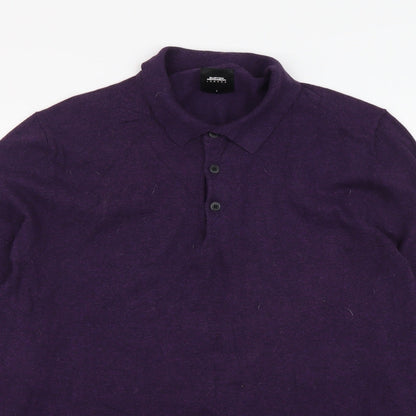 Burton Mens Purple Collared Cotton Pullover Jumper Size L