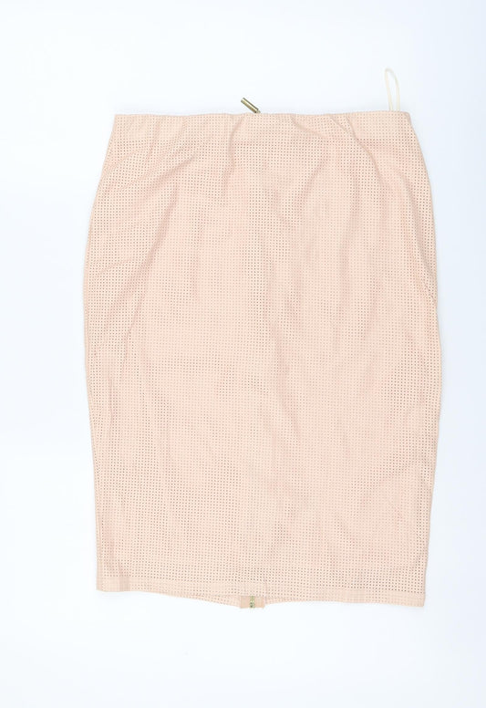 Lipsy Womens Pink Polyester Straight & Pencil Skirt Size 12 Zip