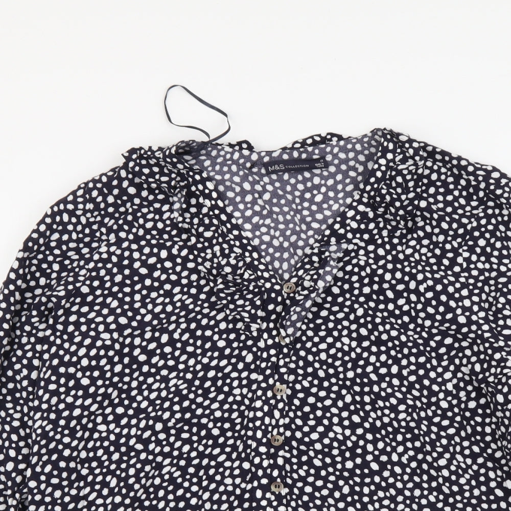 Womens UK Size 10 Marks and Spencer Blue Basic Button-Up