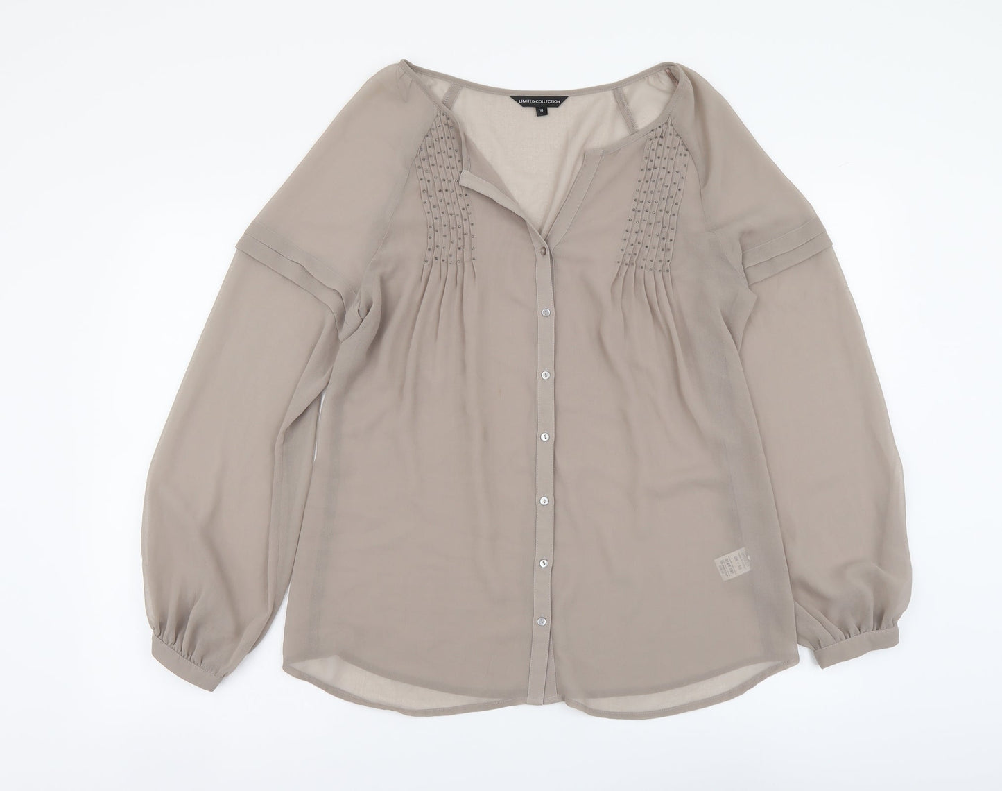 Womens UK Size 10 Marks and Spencer Beige Basic Button-Up