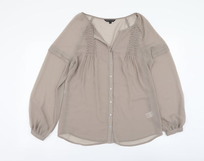 Womens UK Size 10 Marks and Spencer Beige Basic Button-Up