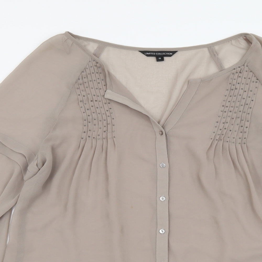 Womens UK Size 10 Marks and Spencer Beige Basic Button-Up
