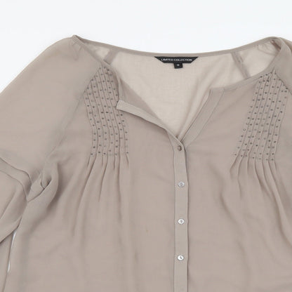 Womens UK Size 10 Marks and Spencer Beige Basic Button-Up