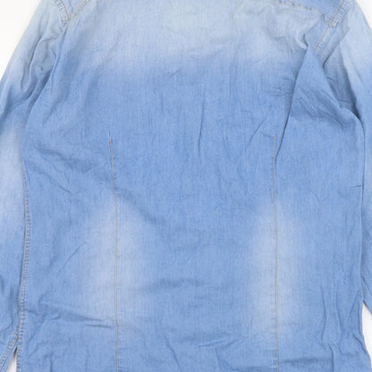 Mens UK Size S Mango Blue  Button-Up Long Sleeve Casual Shirt