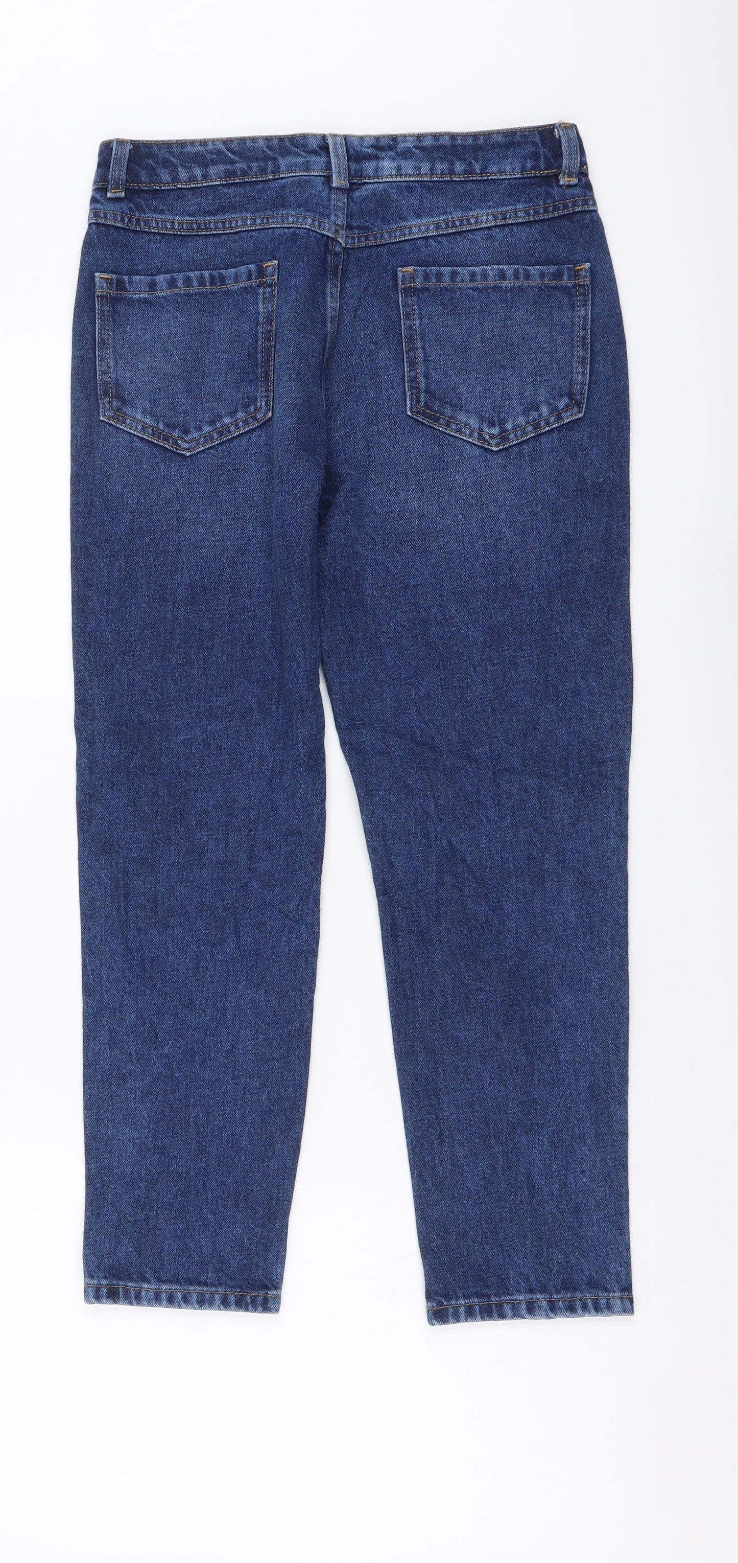 Marks and Spencer Girls Blue Cotton Straight Jeans Size 10-11 Years Regular Button