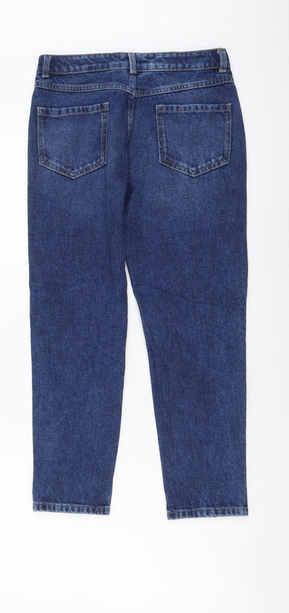 Marks and Spencer Girls Blue Cotton Straight Jeans Size 10-11 Years Regular Button